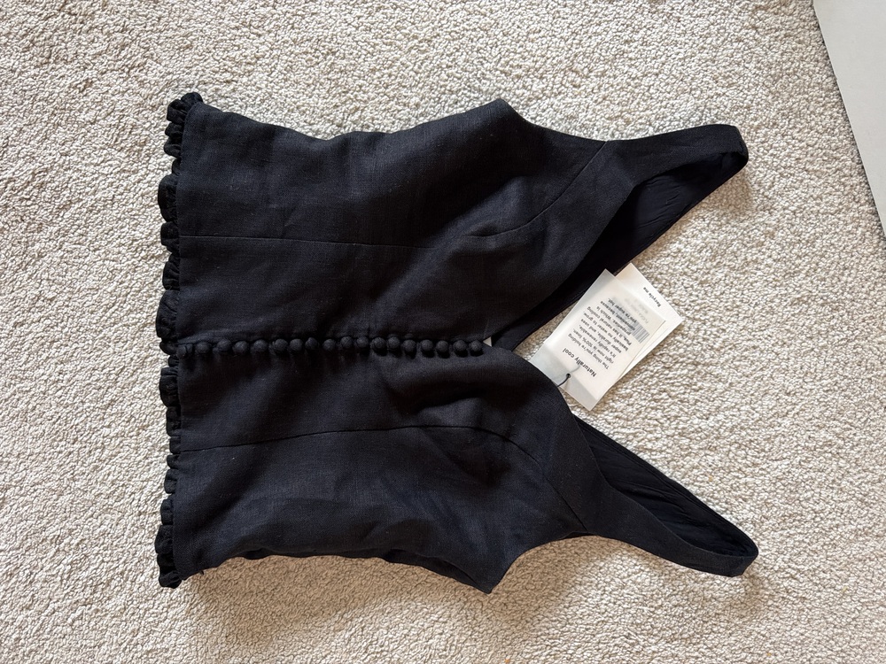 Reformation Flicka Linen Top Black - Size 0